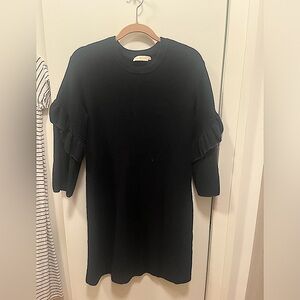 Tory Burch Size Medium Navy Sweater Dress with Ruffle Sleeves